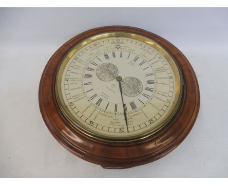 A rare 19th Century 'World' clock with single fusee mechanism and mahogany case, the dial showing locations all round the wor