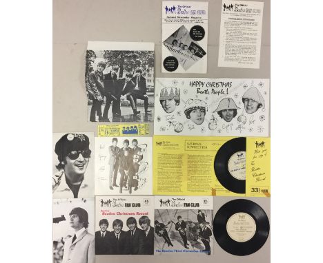 THE BEATLES 1960s FAN CLUB COLLECTION. 1964-1966 National Newsletters No: 3, 5 and 7 , folded poster and information and thre