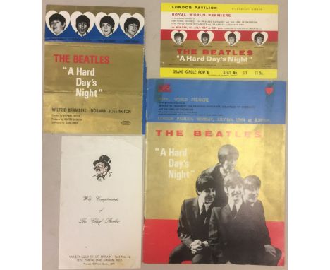 A HARD DAY'S NIGHT PROGRAMME, TICKET AND FLYER. Collection of original HDN memorabilia to include: an original 1964 programme