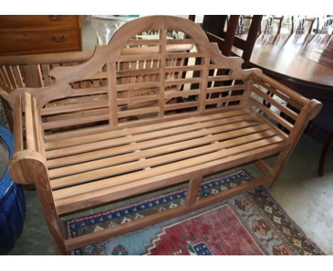 A teak Lutyens style garden bench, W.166cm, D.50cm, H.107cm