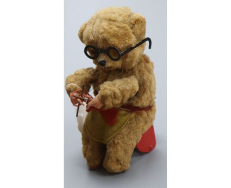 An automaton knitting bear, height 16cm