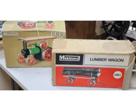 A boxed Mamod Steam Tractor and boxed Lumber Wagon