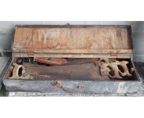 Two boxes of vintage carpentry tools