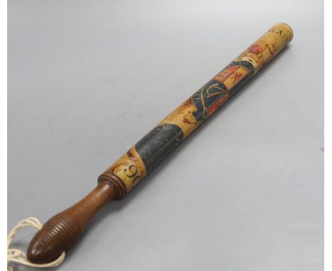 A Victorian painted wood Special Constable truncheon, for St Mary at Lambeth, overall length 54cm