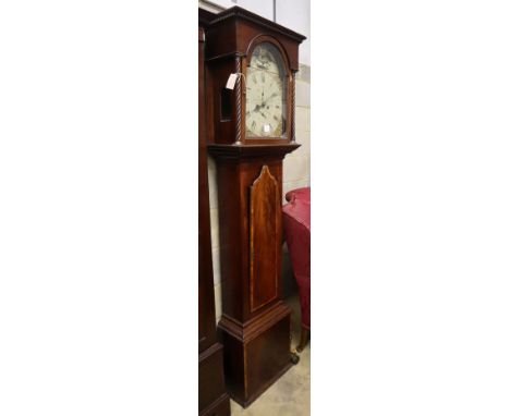 A George III mahogany longcase clock, Geo. Harvey, S. Ninians, W.51cm, D.26cm, H.207cmCONDITION: Door to case does not close 