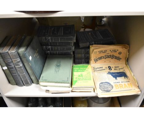 A quantity of leather bound farming publications, including 'The Farmer's Weekly Diary', 'The Standard Encyclopedia of Modern