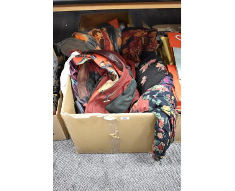 A selection of retro clothes including vintage rubber mac, a 1980s gent's suede jacket, a 1980s gent's velvet and tapestry ja