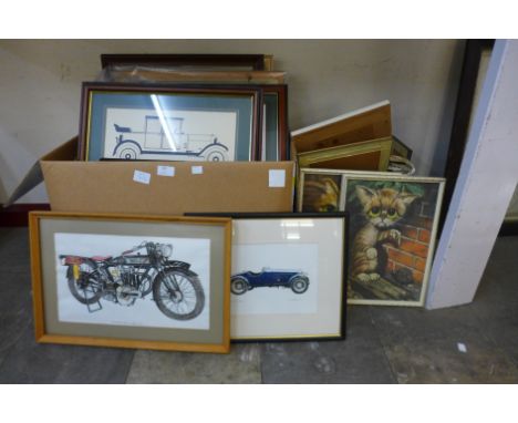 Assorted automotive prints, photographic prints, etc. 