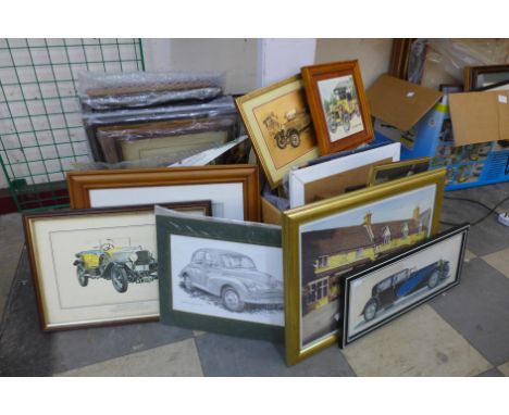 A large quantity of automotive prints, other prints, etc. 