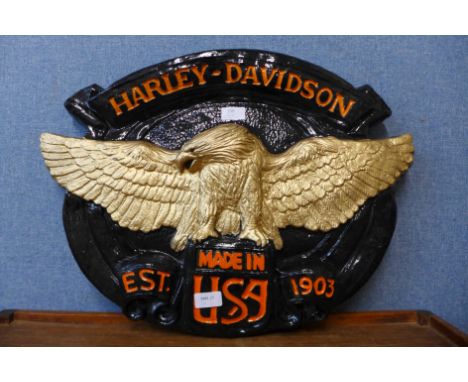 A Harley-Davidson advertising sign 