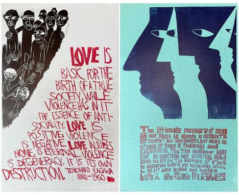 ‡ PAUL PETER PIECH (American-Welsh 1920-1996) - limited edition (15/75) woodcut - quote from Japanese journalist and professo