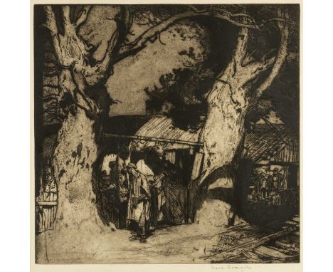 ‡ SIR FRANK BRANGWYN RA (Welsh 1867-1956) etching - 'The Butcher's Shop', signed in pencil (i), 47 x 48cmsProvenance: decease