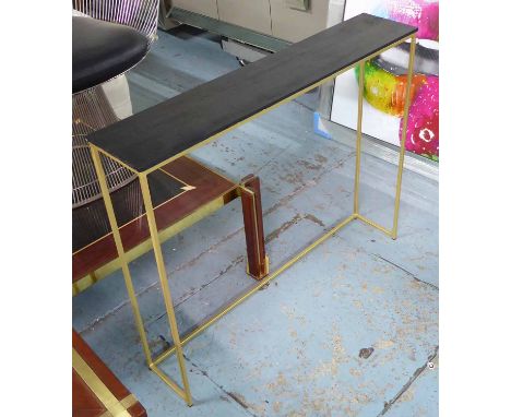 CONSOLE TABLE, 1950's French style, ebonised top, 101cm x 21cm x 82cm.