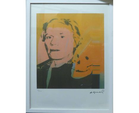 ANDY WARHOL 'Self Portrait with Skull', lithograph, from Leo Castelli gallery, stamped on reverse, edited by G. Israel on Arc