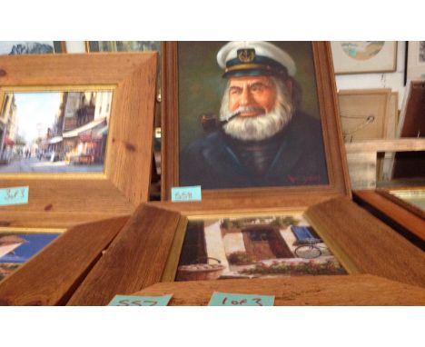 Wooden Framed Portrait of a Sailor. 
