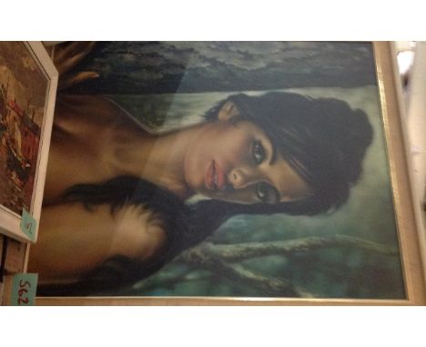 Framed Portrait of a Dark Haired Woman. 