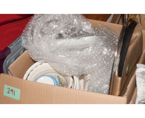 Box of Assorted Ceramic & Metal Serving Tray. 