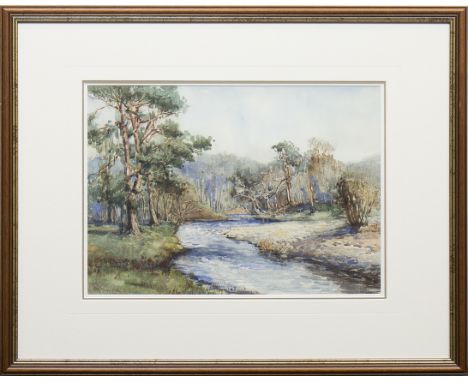 * P R BOURNE,A HIGHLAND STREAMwatercolour on paper, signed27cm x 35.5cmMounted, framed and under glass