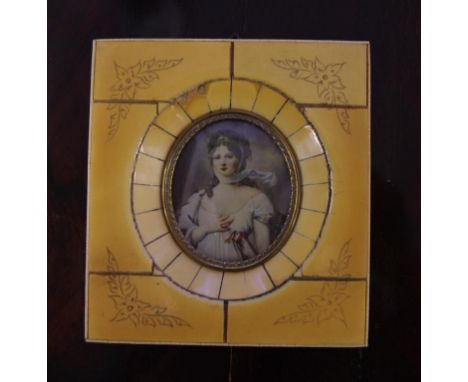 Framed antique portrait miniature verso in pencil - Queen Louise of Prussia, 12.5cm x 11.5cm approx.