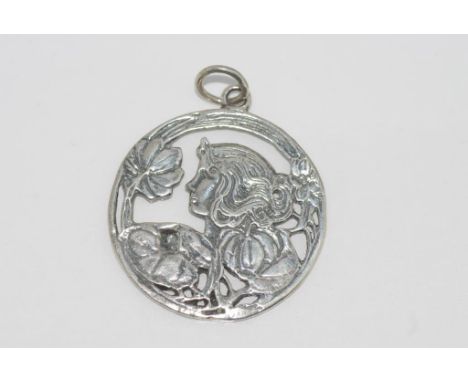 Sterling silver Art Nouveau pendant