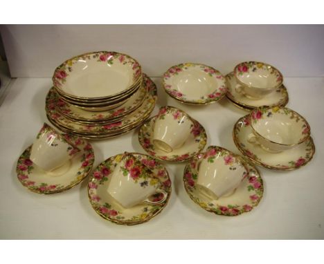 Royal Doulton 'English Rose' part dinner service comprising of 4 mains, 3 entrees, 4 bowls, 2 sweet bowls, 2 soup bowls and 4