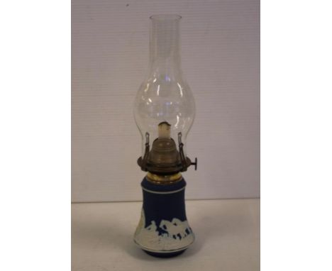 Adams jasperware oil lamp 30cm high approx.