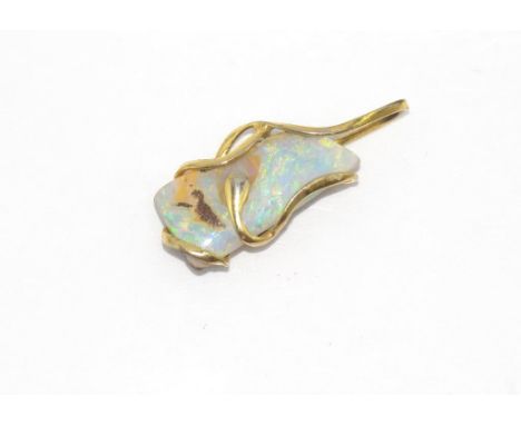 Solid boulder opal pendant with gold plated fittings