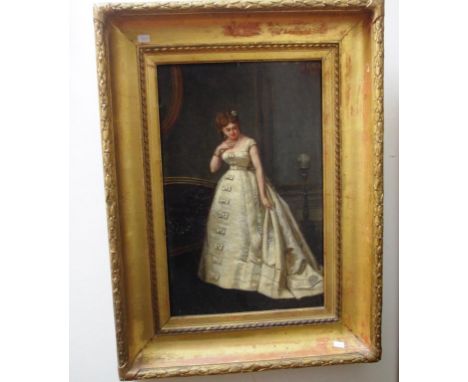 Charles Theophile Demory 1833-95 "portrait of a lady 1877" oil on board, 49 cm X 29cm approx
