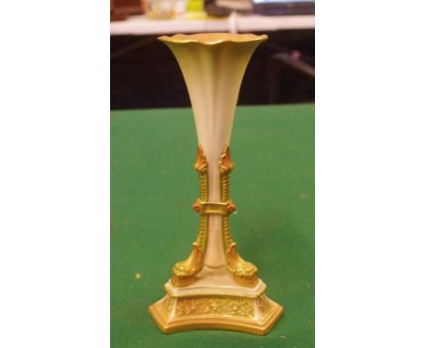 Royal Worcester porcelain blush ivory trumpet vase RN 329878, 18cm high approx