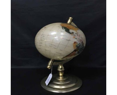 TABLE GLOBE INSET WITH VARIOUS HARDSTONES