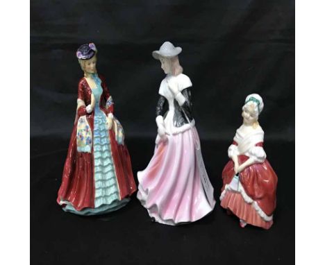 ROYAL DOULTON FIGURE OF PEGGYalong with a Paragon figure of Lady melanie and another figure named Amy (3)