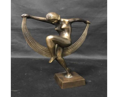 ART DECO STYLE BRONZE EFFECT FEMALE FIGURE 
