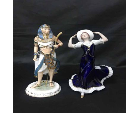 LOT OF CERAMIC FIGURESincluding Tutankhamun by Wedgwood, Royal Doulton figures of Diana and Vivienne, Coalport figure and two