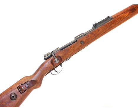German WWII Model 98 7.92 / 8x57 bolt action rifle with scope mount, serial number 4215 matching  throughout except for the b