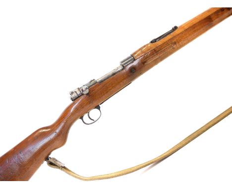 Spanish Mauser Model 43 7.92 / 8x57 bolt action short rifle, serial number W4193, 24inch barrel with tangent rear sight, Birm