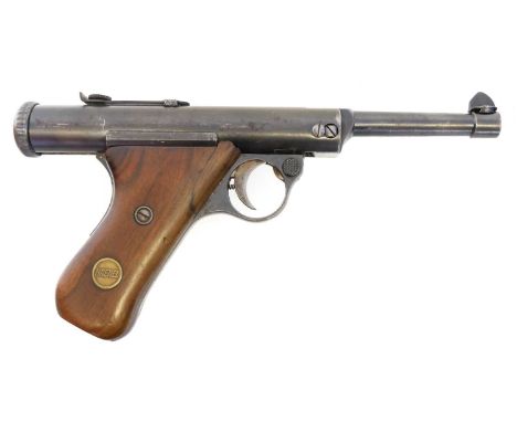 Haenel Model 28 .177 air pistol, serial number 5221, 4inch break barrel for loading only, British patent number stamped to th