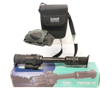 Yukon Photon XT rifle scope, with box serial number 70060191 also a Bushnell 2.5x40 night vision monocular (not working corre