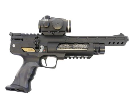 Weihrauch HW44 .22 air pistol, serial number 700662, 10 inch barrel with one magazine, in box, fitted with a Hawke red dot si