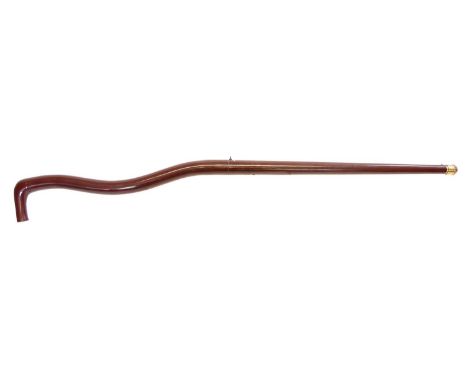Air cane, 18 inch barrel .22 calibre screw in barrel and 64 bore sighted smooth bore barrel, screw on nose cap, curved stock 