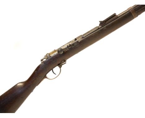 Mauser 1871 pattern 11x60R bolt action rifle, serial number 6770L, 33inch barrel secured by three two bands and muzzle cap fi
