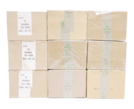 .303 Mk 7 ammunition, 288 rounds in original military boxes, mainly 1970's vintage. UK FIREARMS LICENCE WITH CORRECT AMMUNITI