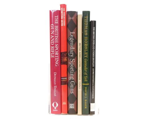 Six reference books on sporting guns and rifles, including The British Over and Under by Boothroyd and Boothroyd, Thomas Hors