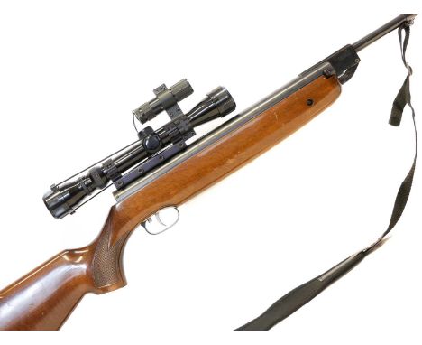 Weihrauch HW80 .22 air rifle, no serial number, 17.5 inch break barrel incorporating moderator, fitted with a canvas sling, 3