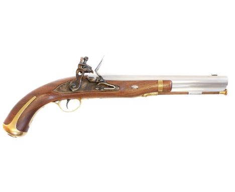 Pedersoli .58 calibre flintlock Harper's Ferry pistol, serial number 87678, 10 inch rifled, sighted barrel, colour case harde