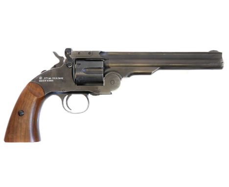 ASG Schofield .177 / 4.5mm revolver air pistol, in aging black finish, serial number 17J10324, boxed with instructions and si