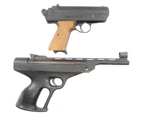 Two Record .177 air pistols, one with original box and cleaning rod. No licence required to buy this item, purchaser must be 