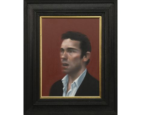 * GRAEME WILCOX (SCOTTISH b. 1967), BLURRY HEAD oil on canvas, signed and titled verso image size 37.5cm x 28.5cm, overall si