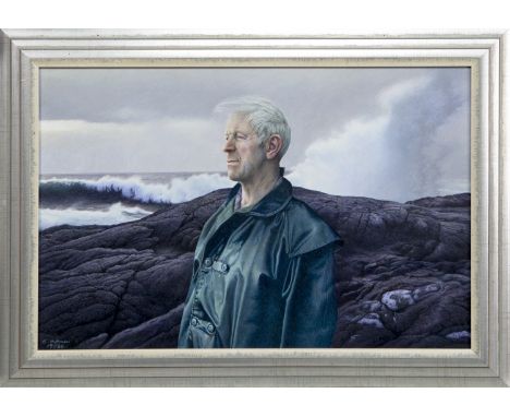 * ERIK HOFFMAN, MORNING TIDE tempera on panel, signed and dated 1986, titled verso image size 39cm x 59cm, overall size 48cm 