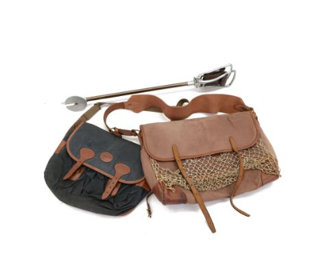 Brady of Halesowen large canvas and leather game bag with shoulder strap, together with Barbour fishing bag, and Gamebird sho