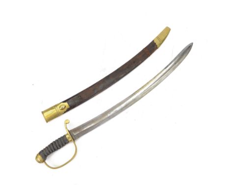 Victorian Police Constabulary Hanger, curved single edge blade, steel knucklebow and downswept quillon marked 864, stepped po